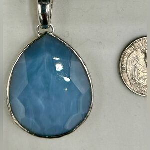 Blue mermaid tail Ippolita JUMBO Wonderland Mother of Pearl reversible pendant!